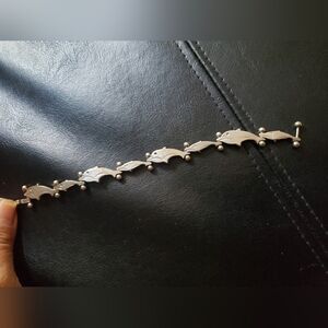 Mexico 925 Stamped Silver Dolphin Bracelet 7"